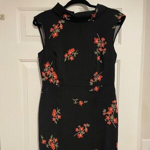Ann Taylor Black Floral Sleeveless Dress